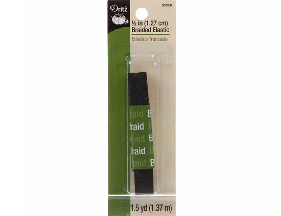 1/2" Braided Elastic Black 9332B