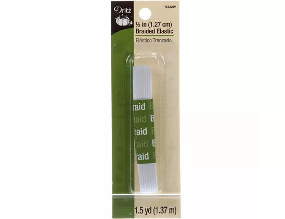 1/2" Braided Elastic White 9332W