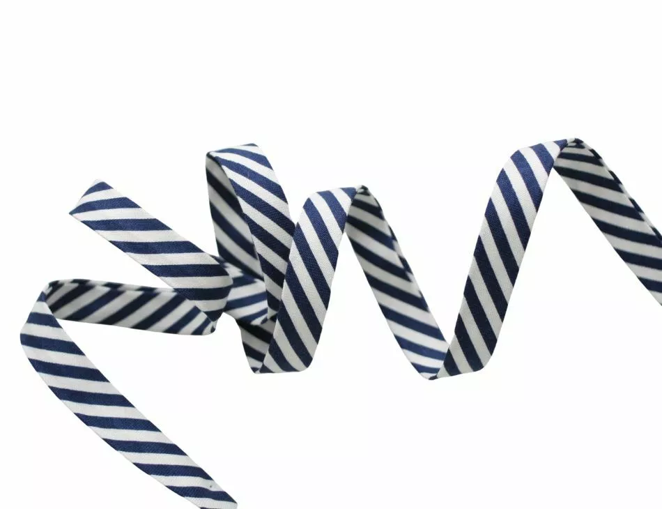 1/2" Double Fold Bias Navy Blue Stripe