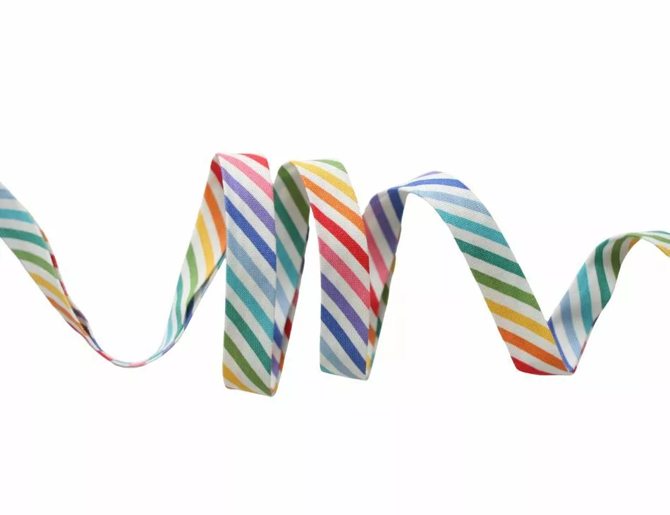 1/2" Double Fold Bias Rainbow Fairy Stripe