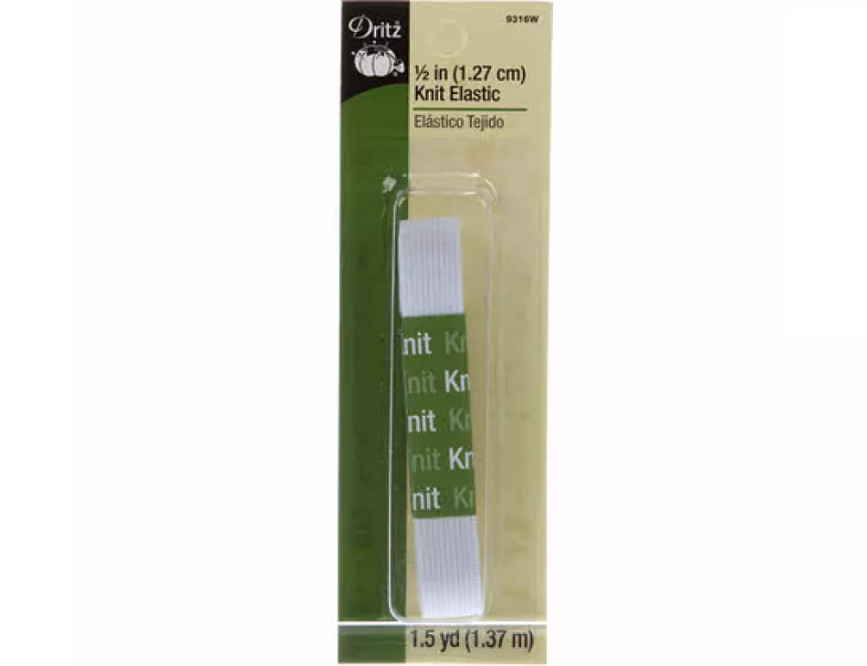 1/2" Knit Elastic White 9316W
