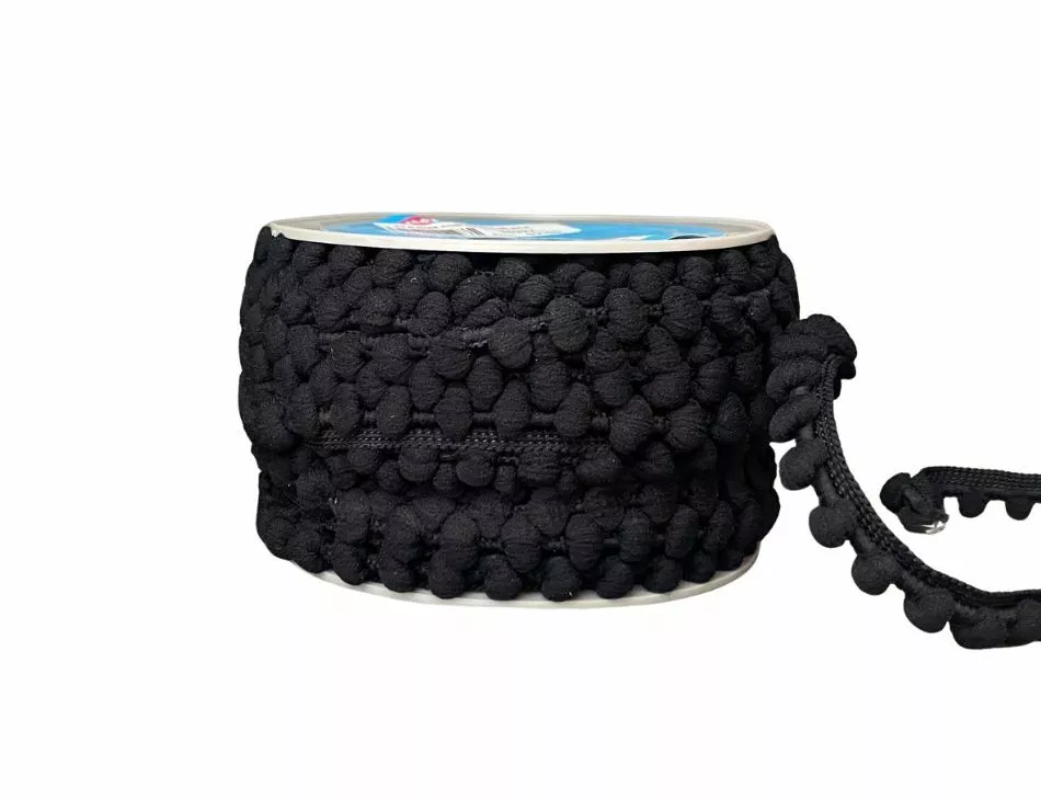 1/4" Pom Poms Black
