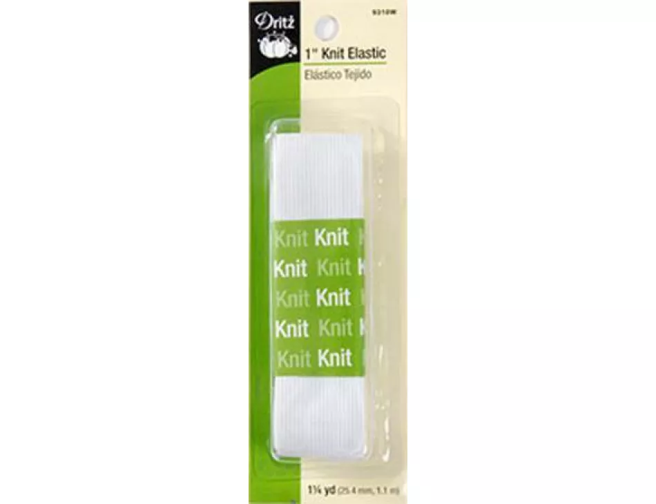 1" Knit Elastic White 9318W