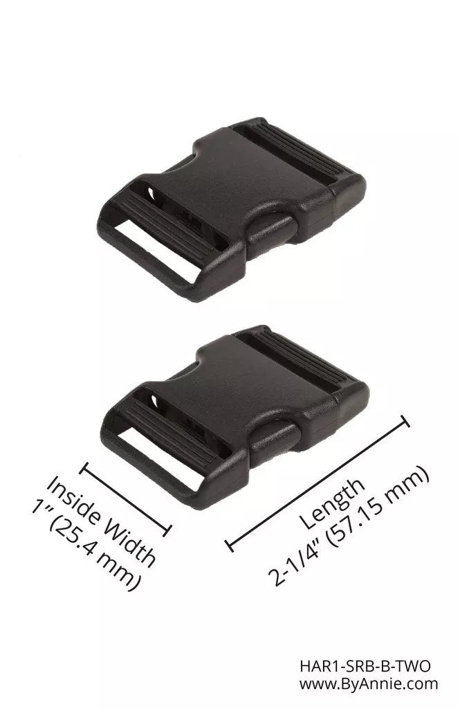 1 " Side Release Buckle Black Plastic 2 Pcs