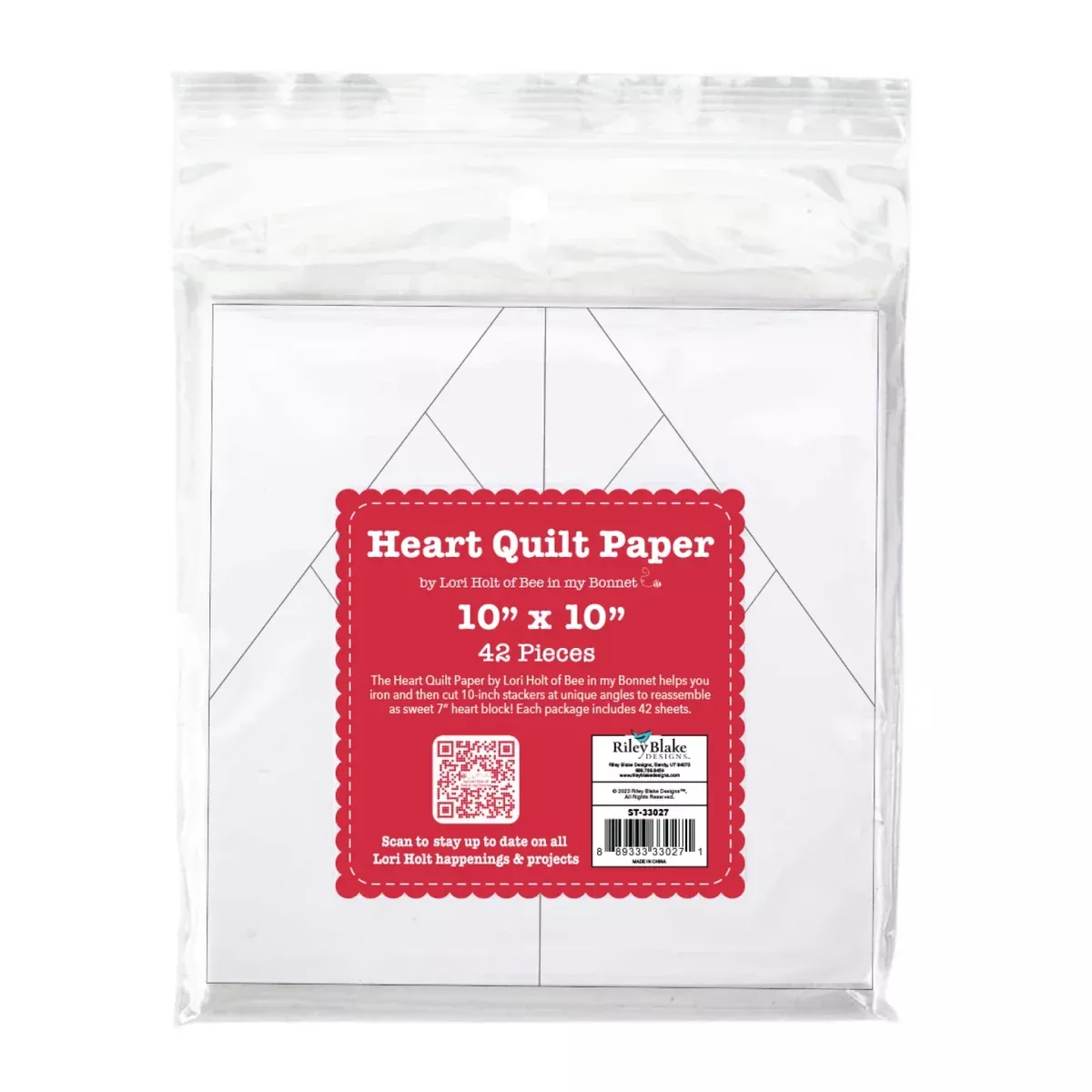 10" x 10" Heart Quilt Paper