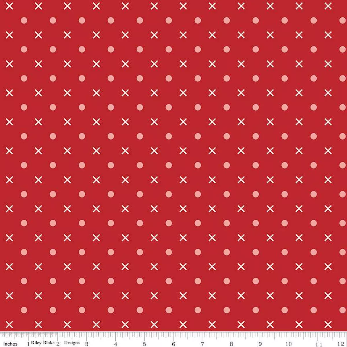 108" Wide Backing - Bee Dots Red Schoolhouse