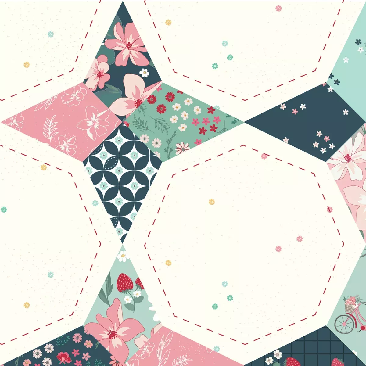 108" Wide Backing Berry Market Star - Multi