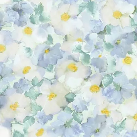 108" Wide Backing - Flower Wash Blue