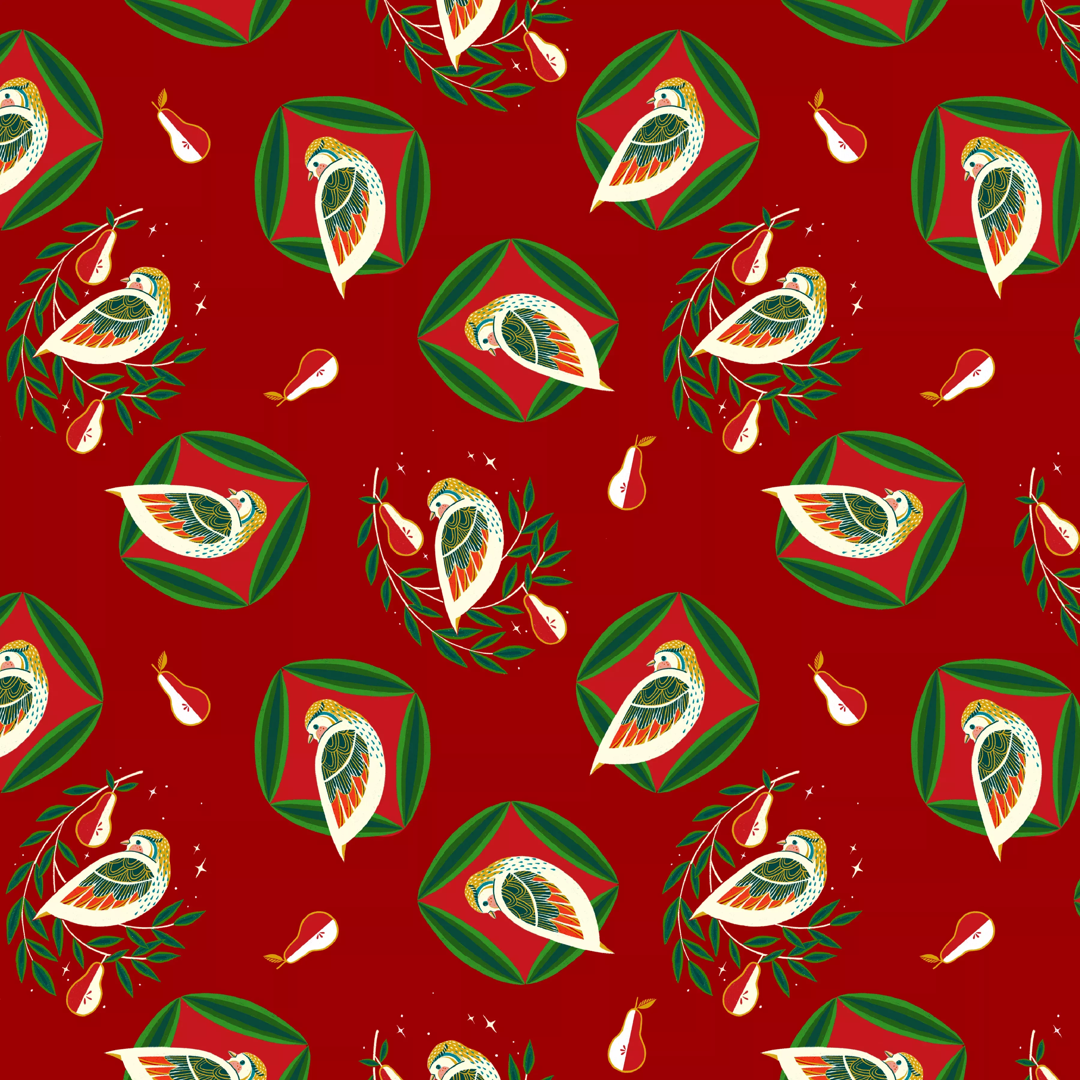 12 Days of Christmas | Partridge - Dark Red by Cori Dantini for FreeSpirit | PWCD138.XDKRED