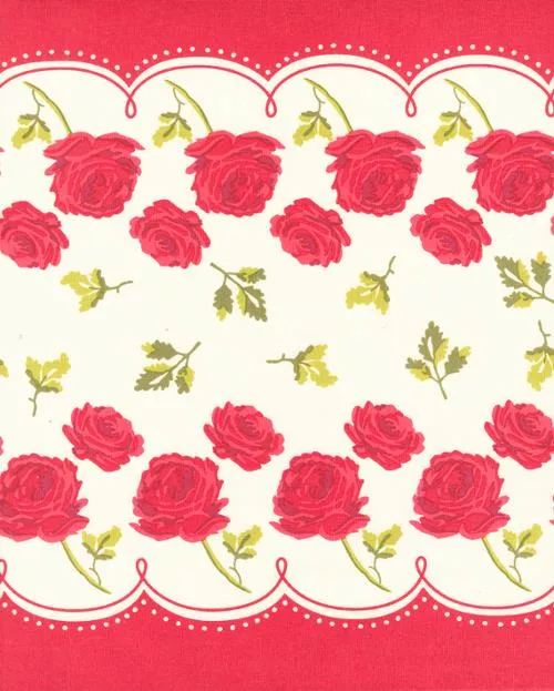 16" Moda Toweling - Classic Retro Roses Are Red