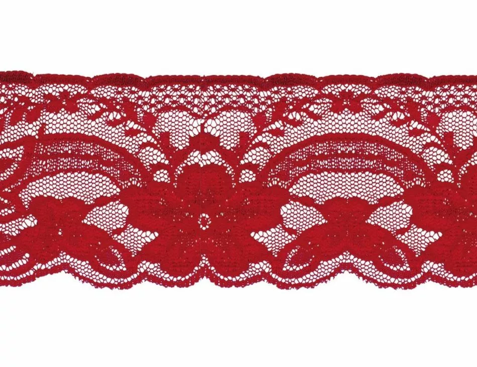 2 1/4" Rachel Lace Trim Non-stretch Red