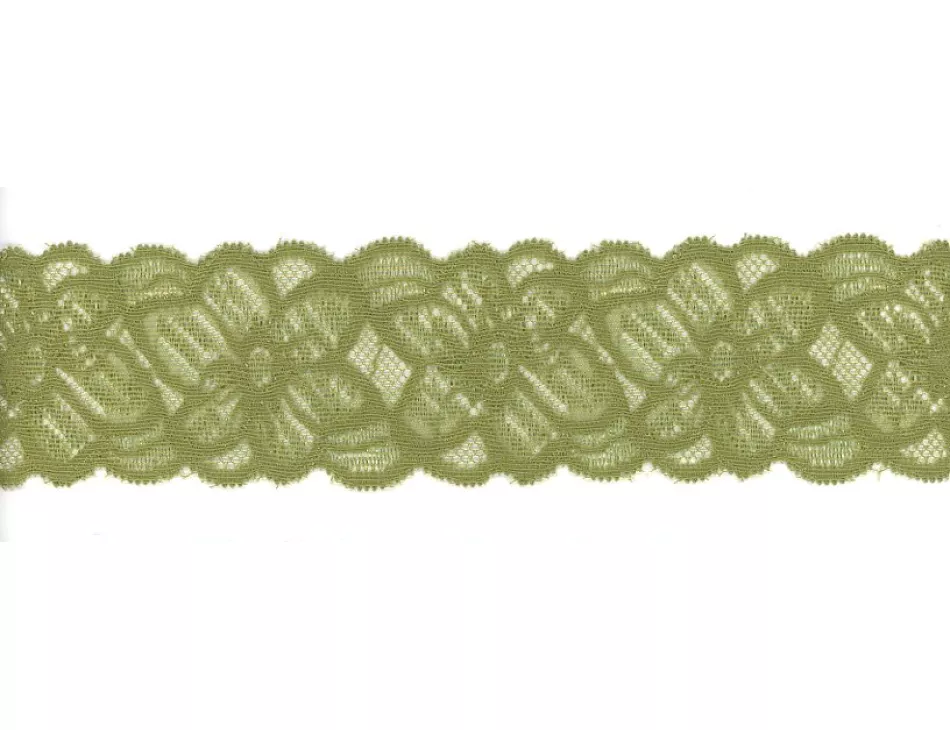 2" Floral Elastic Lace Basil