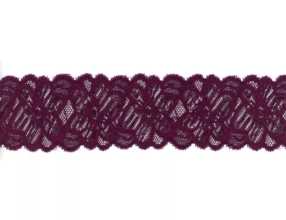 2" Floral Elastic Lace Plum