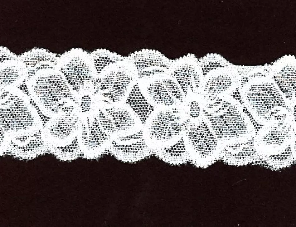 2" Floral Elastic Lace White