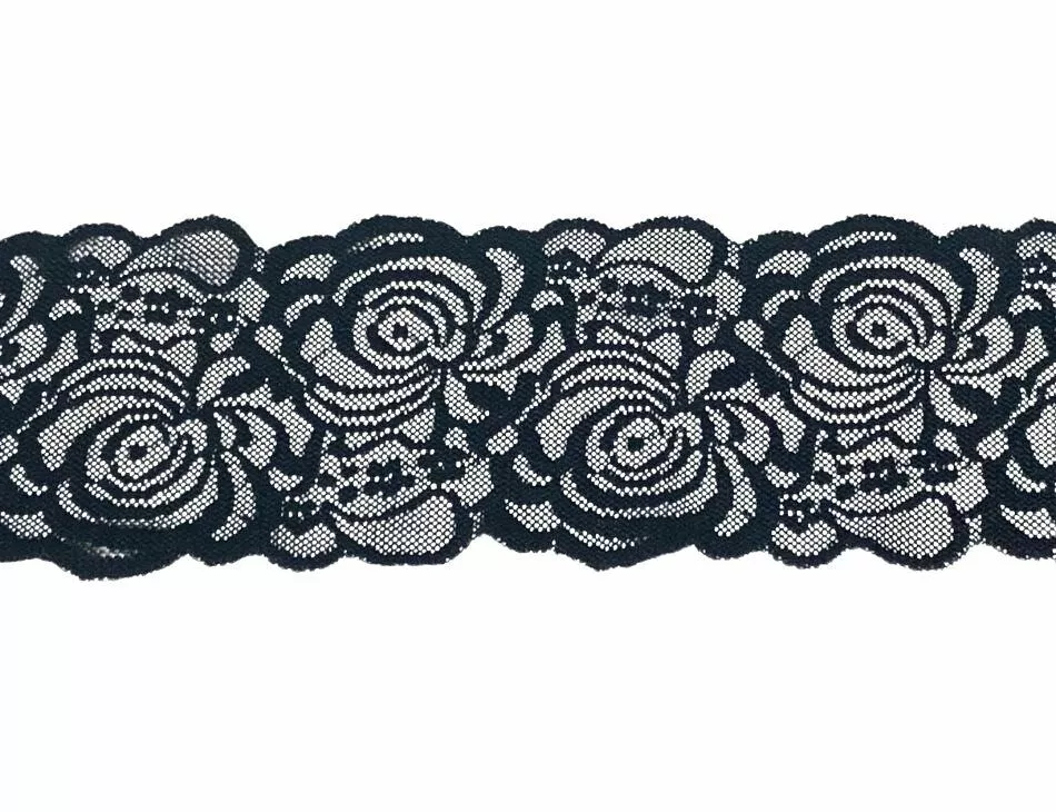 3 1/2" Elastic Lace Black