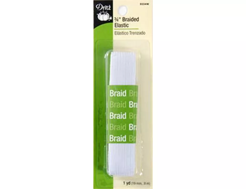 3/4" Braided Elastic White 9334W