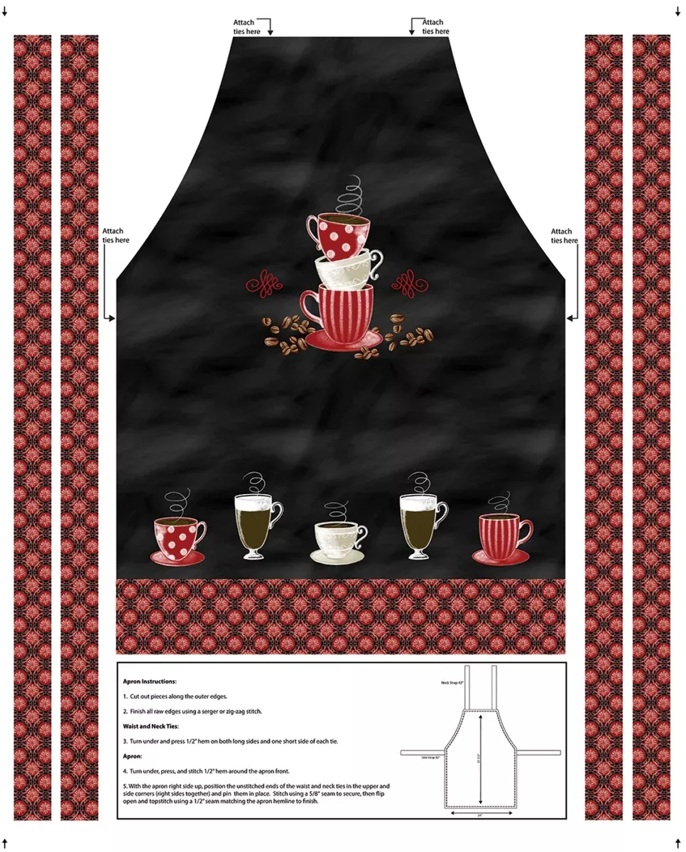 35" x 44" Apron Panel - Perfect Brew Red/Black