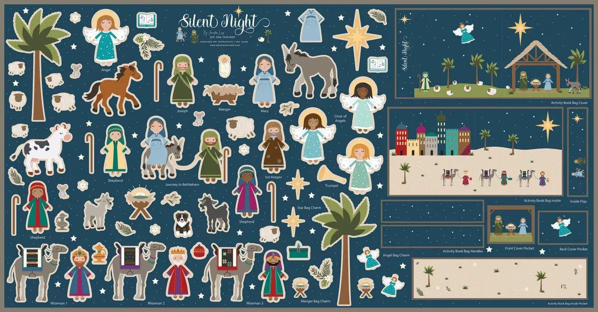 36"× 36" Felt Book Panel - Silent Night Nativity