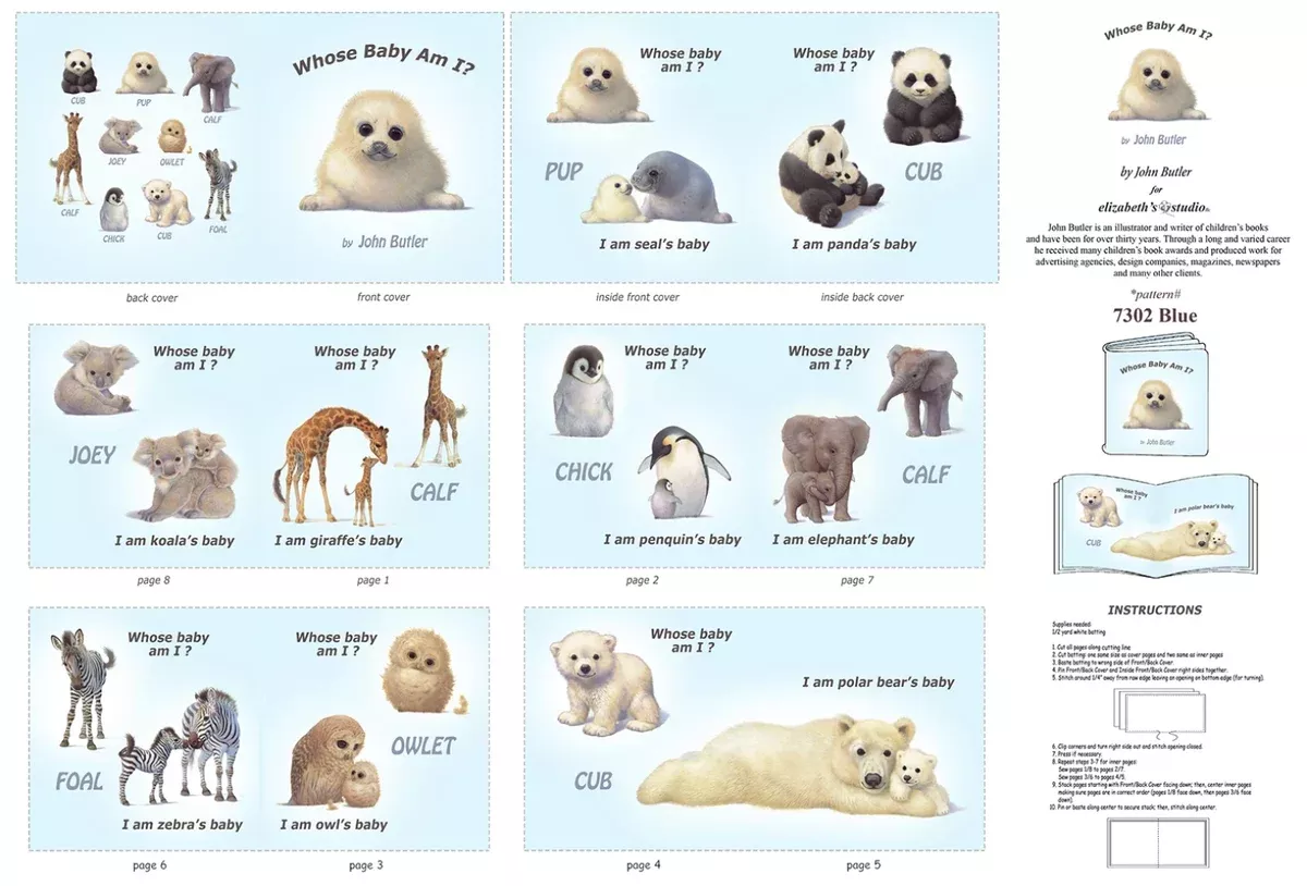 36"× 44" Book Panel - Animal Friends Blue