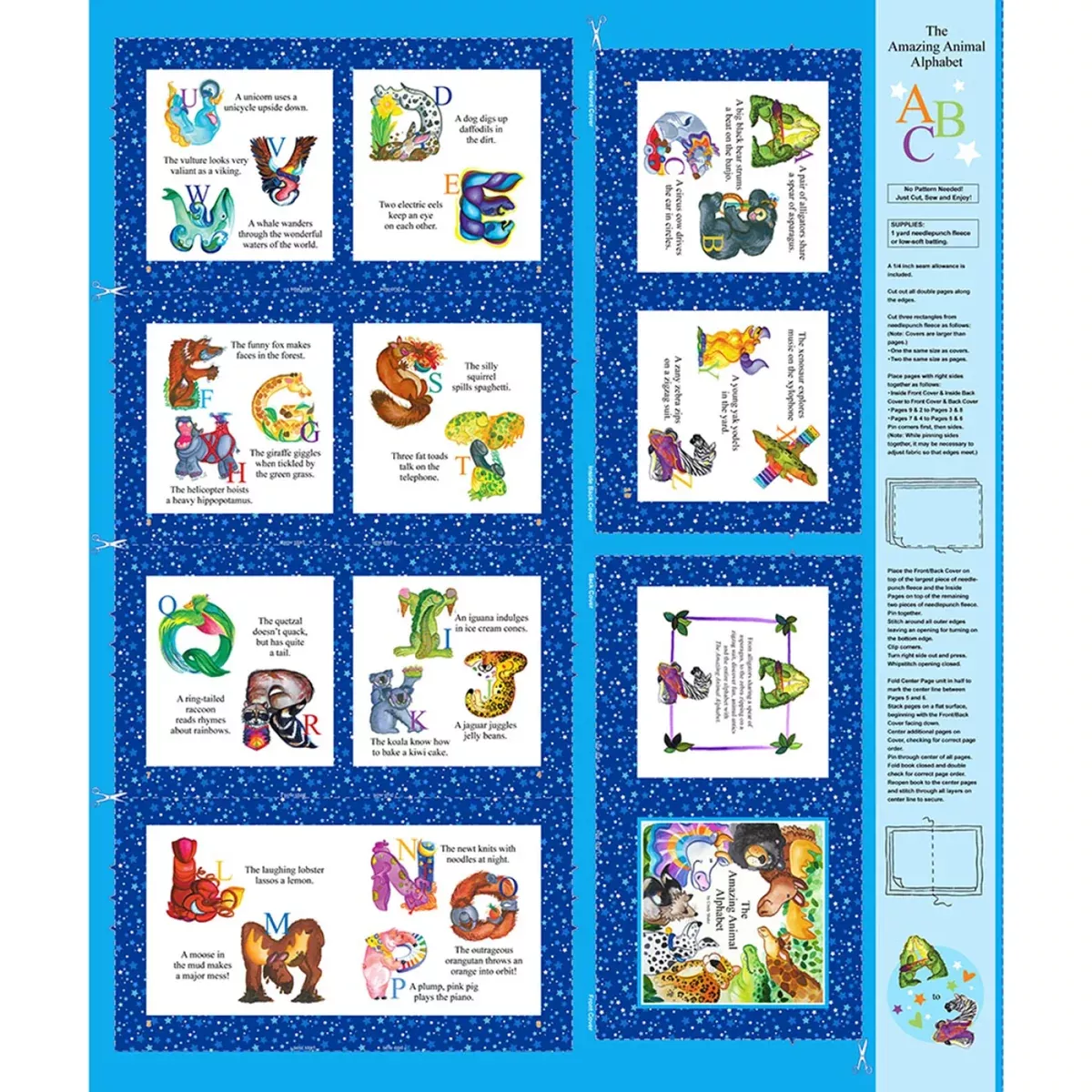 36"x 44" Book Panel - Blue Amazing Alphabet