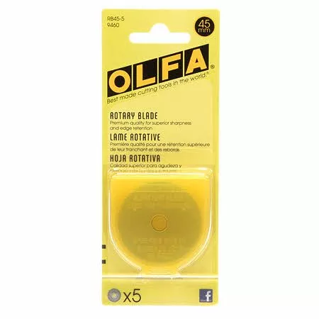 *45MM HEAVY DUTY REPLACEMENT ROTARY BLADES//5 PACK//OLFA