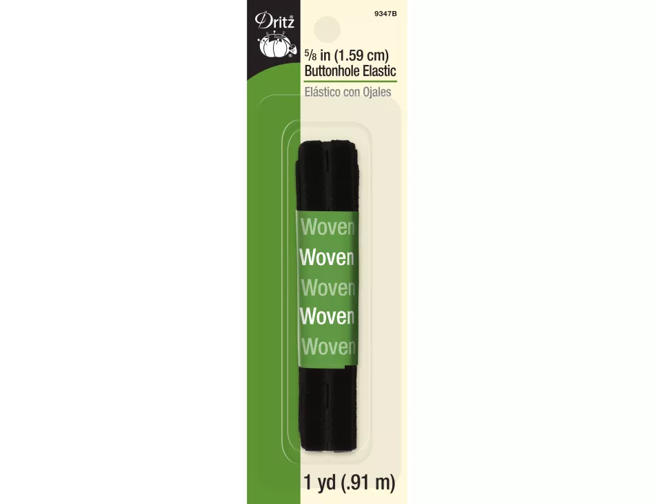 5/8" Buttonhole Elastic Black 9347B