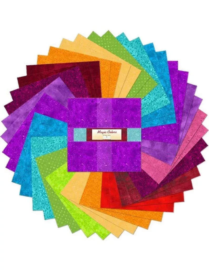 5" Squares Charm Pack Fabric - Magic Colors 5 Karat Essential Gems