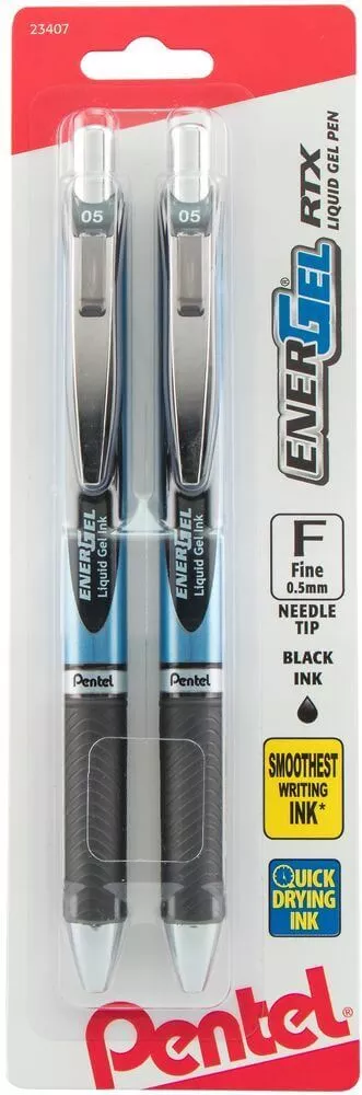 .5mm Black-Energel Dlx Pen 2pkg