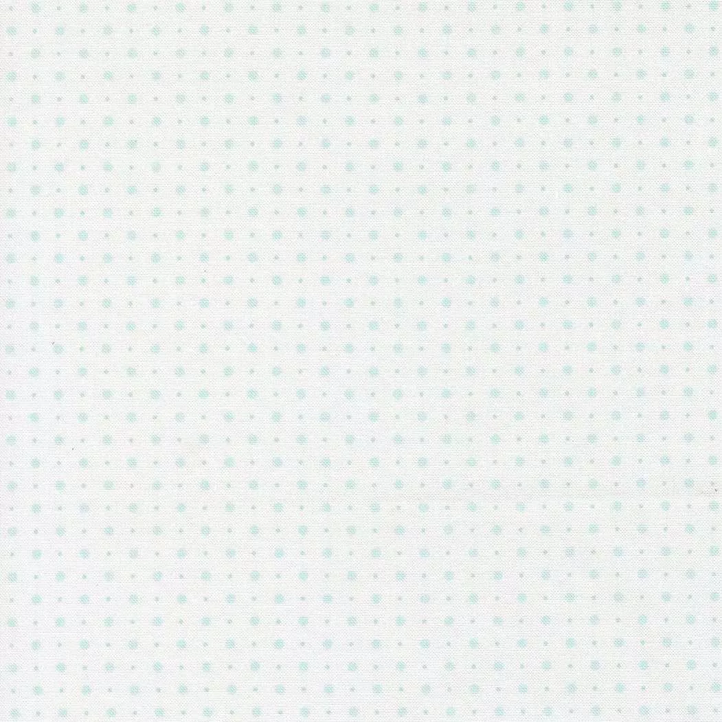 Abide Dots Linen White Light Blue 18795 24 for Brenda Riddle Designs for Moda Fabrics. Sold in 1/2 Yard Increments