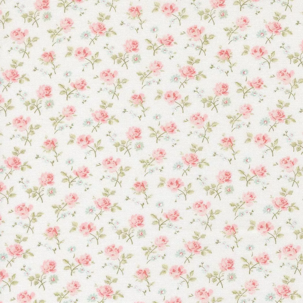 Abide Field Floral Linen White 18791 11 for Brenda Riddle Designs for Moda Fabrics. Sold in 1/2 Yard Increments