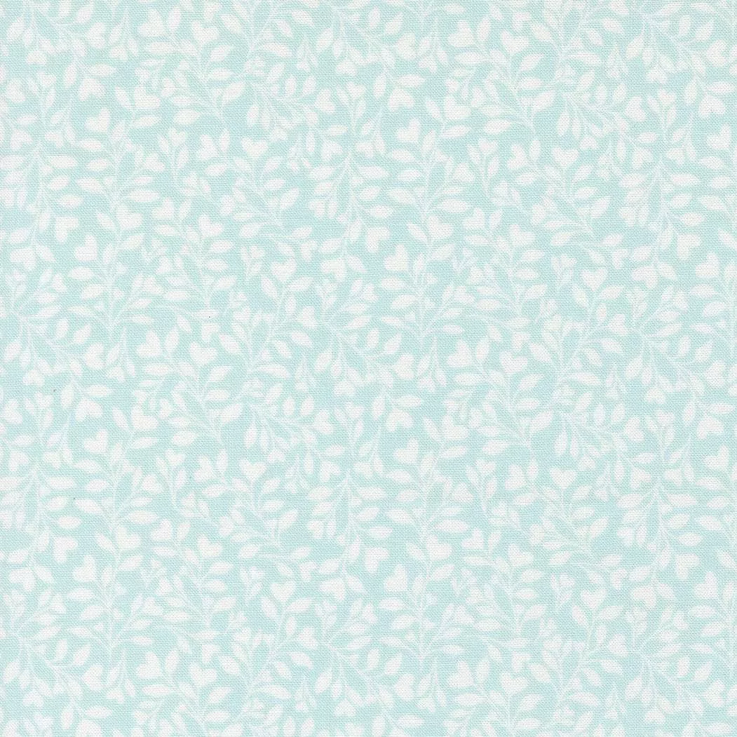 Abide Hearts and Leaves Light Blue 18794 14 for Brenda Riddle Designs for Moda Fabrics. Sold in 1/2 Yard Increments