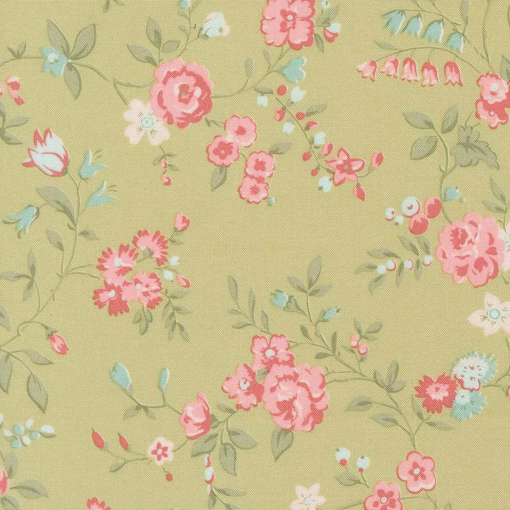 Abide Main Floral Light Green 18790 15 for Brenda Riddle Designs for Moda Fabrics. Sold in 1/2 Yard Increments
