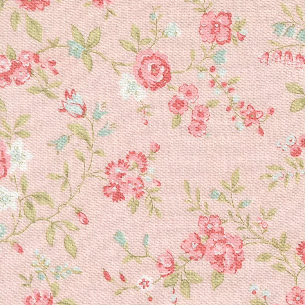 Abide Main Floral Pink 18790 12 for Brenda Riddle Designs for Moda Fabrics. Sold in 1/2 Yard Increments