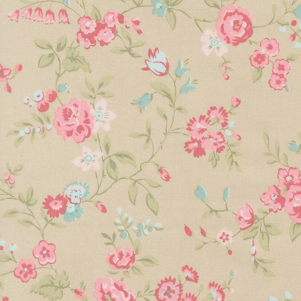 Abide Main Floral Stone 18790 17 for Brenda Riddle Designs for Moda Fabrics. Sold in 1/2 Yard Increments