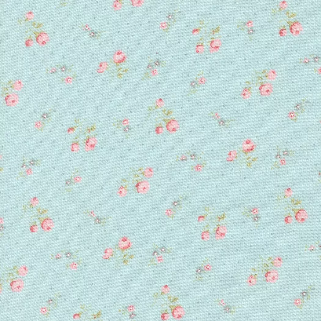 Abide Small Floral Light Blue 18792 14 for Brenda Riddle Designs for Moda Fabrics. Sold in 1/2 Yard Increments