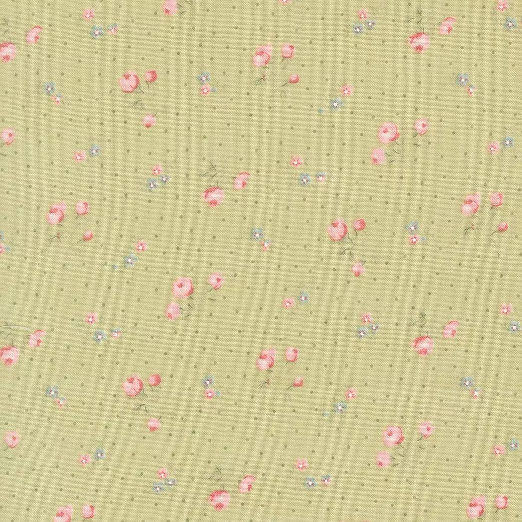 Abide Small Floral Light Green 18792 15 for Brenda Riddle Designs for Moda Fabrics. Sold in 1/2 Yard Increments