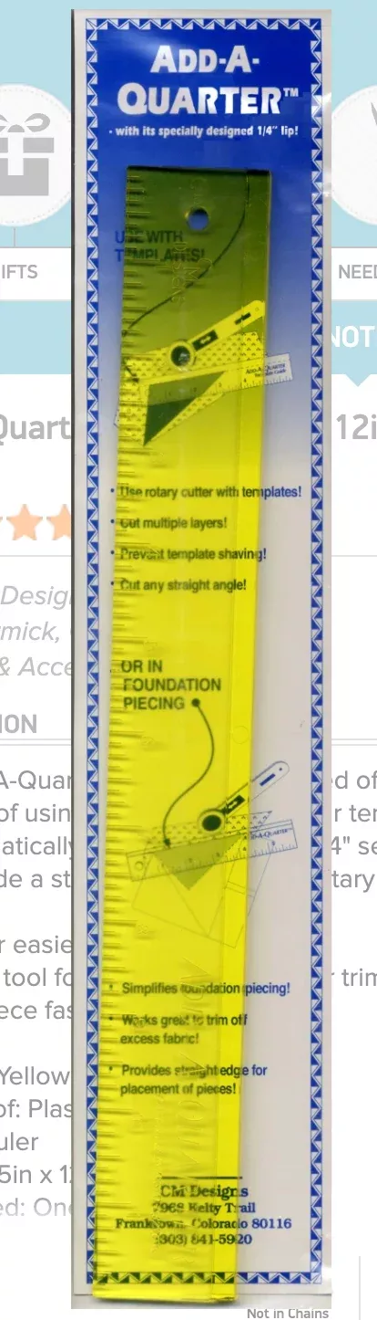 Add A-Quarter Ruler 1 1/2in x 12in