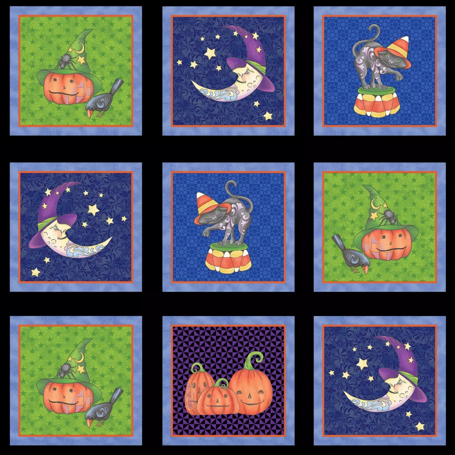 All Hallows' Eve | Blocks Panel Multi by Jim Shore for Benartex | 16522B-99