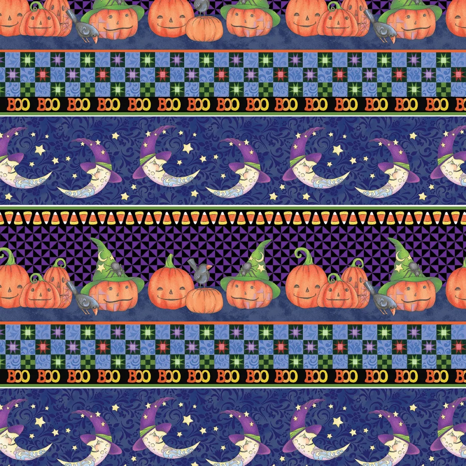 All Hallows' Eve | Border Stripe Multi by Jim Shore for Benartex | 16523B-99