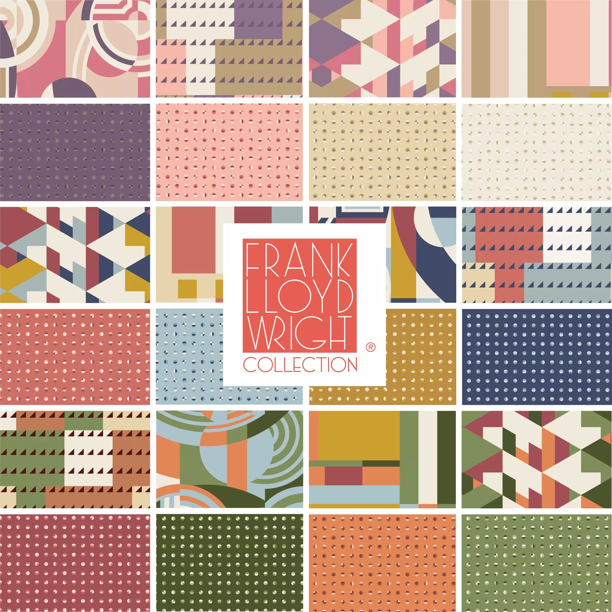 American Bold | 5" Charm Pack by Frank Lloyd Wright for Cloud9 | 100% Organic Cotton | 42 pcs