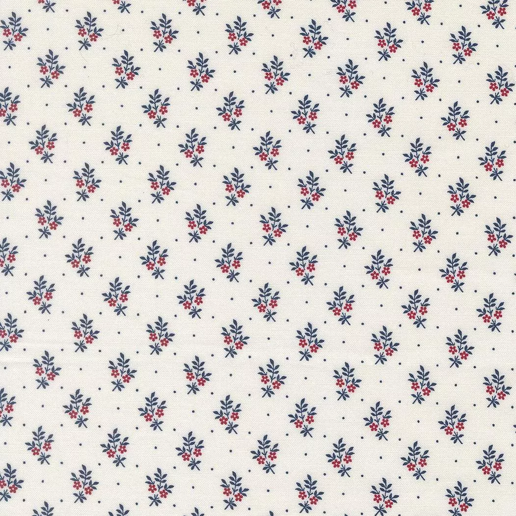 American Gatherings III Flower Sprig Cloud 49327 11 by Primitive Gatherings for Moda Fabrics. Sold in 1/2 Yard Increments