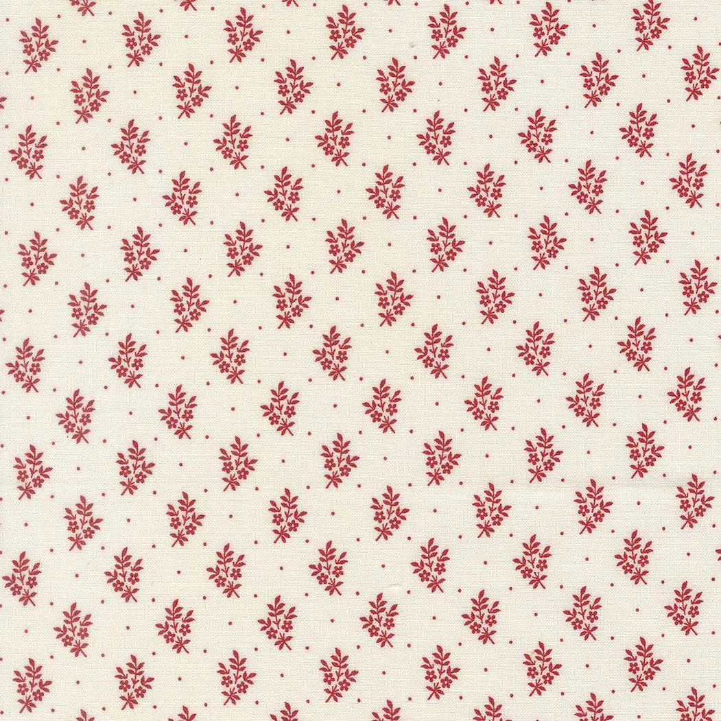 American Gatherings III Flower Sprig Cloud Crimson 49327 23 by Primitive Gatherings for Moda Fabrics. Sold in 1/2 Yard Increments