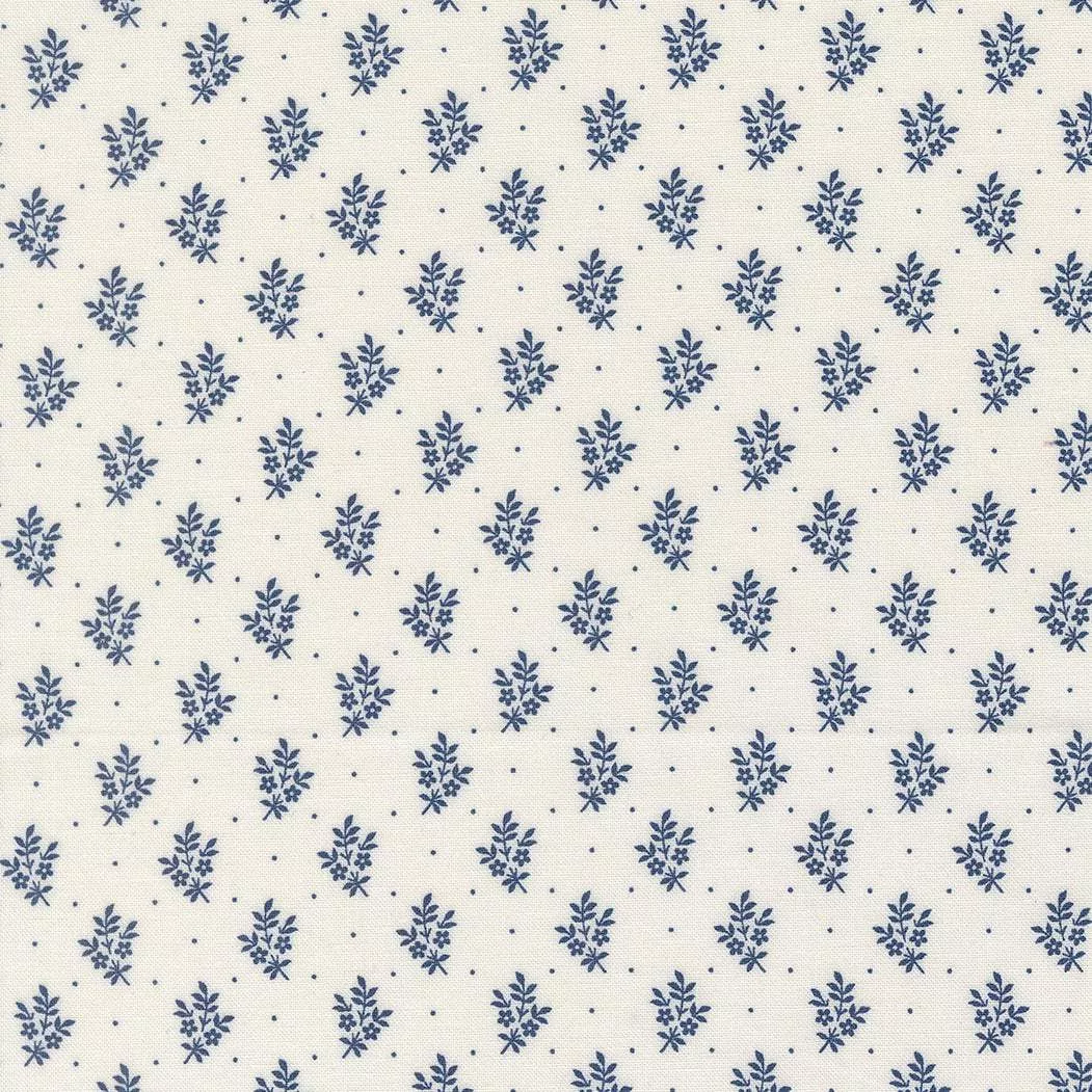 American Gatherings III Flower Sprig Cloud Nautical Blue 49327 24 by Primitive Gatherings for Moda Fabrics. Sold in 1/2 Yard Increments