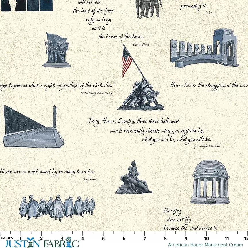 American Honor Monument Cream Yardage by Vicki Gifford | Riley Blake Designs
