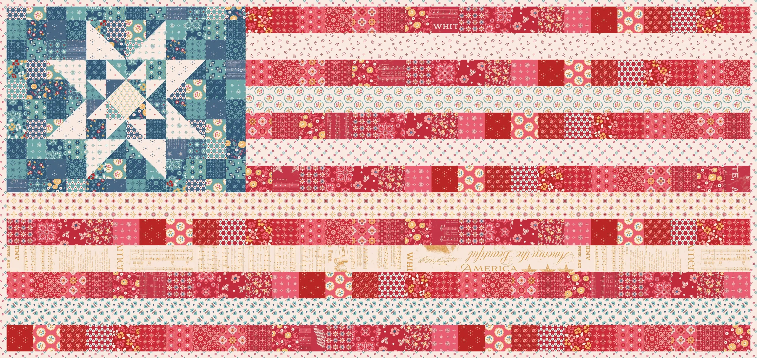 Americana | Oh Beautiful Flag Runner and Amber Waves Mini Quilt Boxed Kit | KT-16081