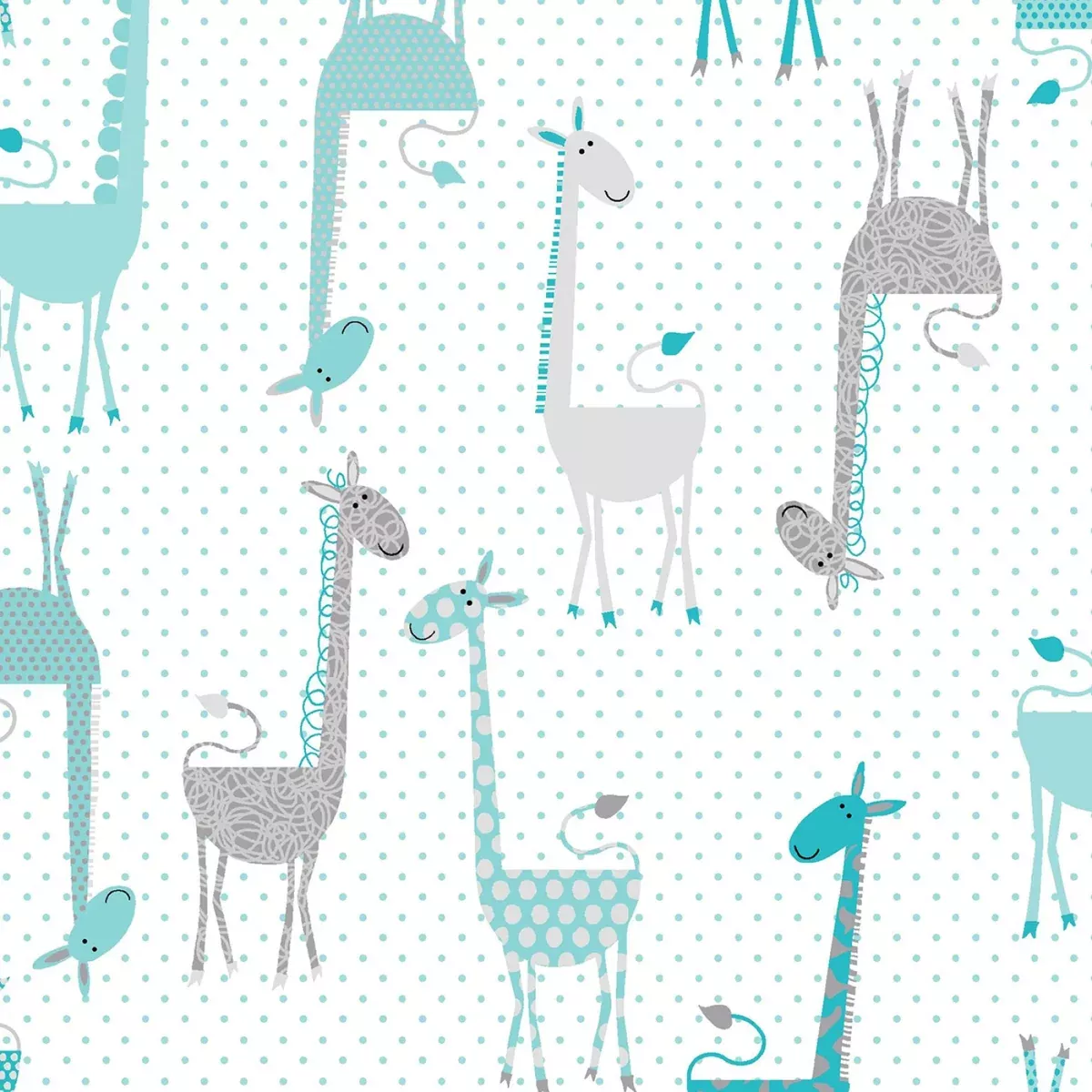 Aqua Giraffes Flannel