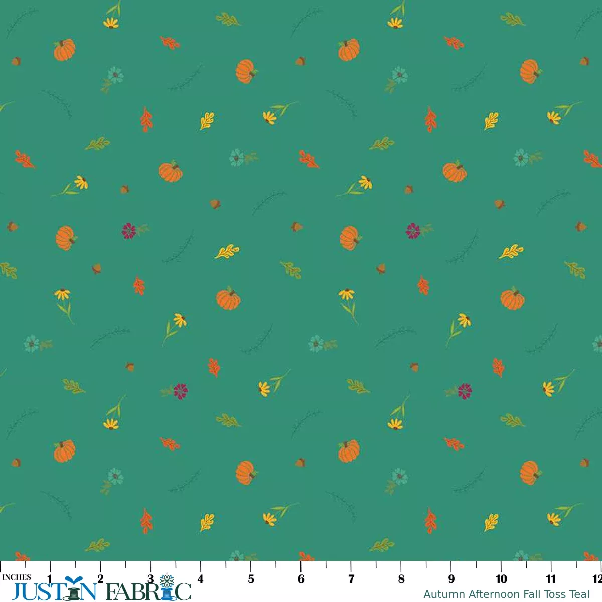 Autumn Afternoon Fall Toss Teal Yardage by Heather Peterson | Riley Blake Designs