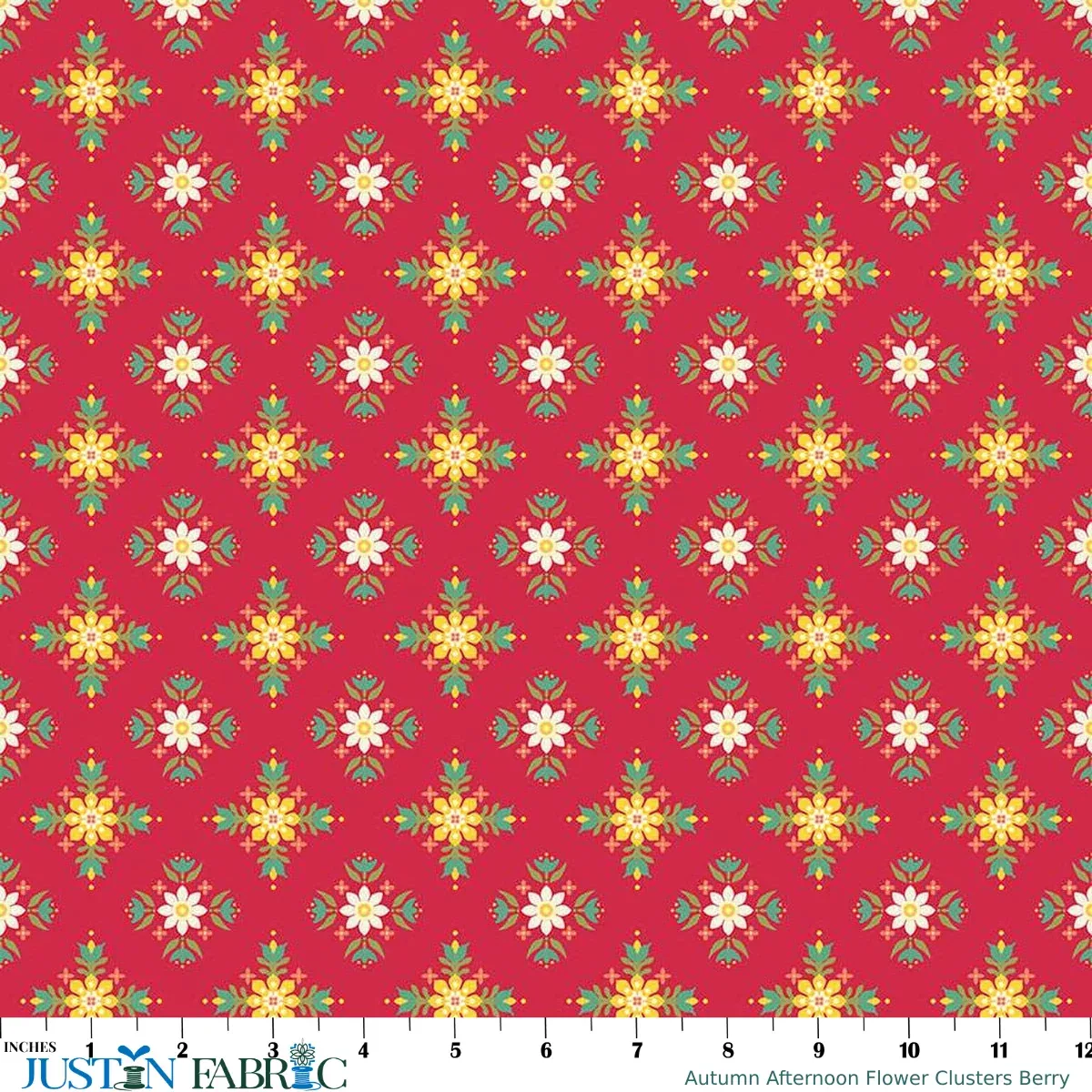 Autumn Afternoon Flower Clusters Berry Yardage by Heather Peterson | Riley Blake Designs