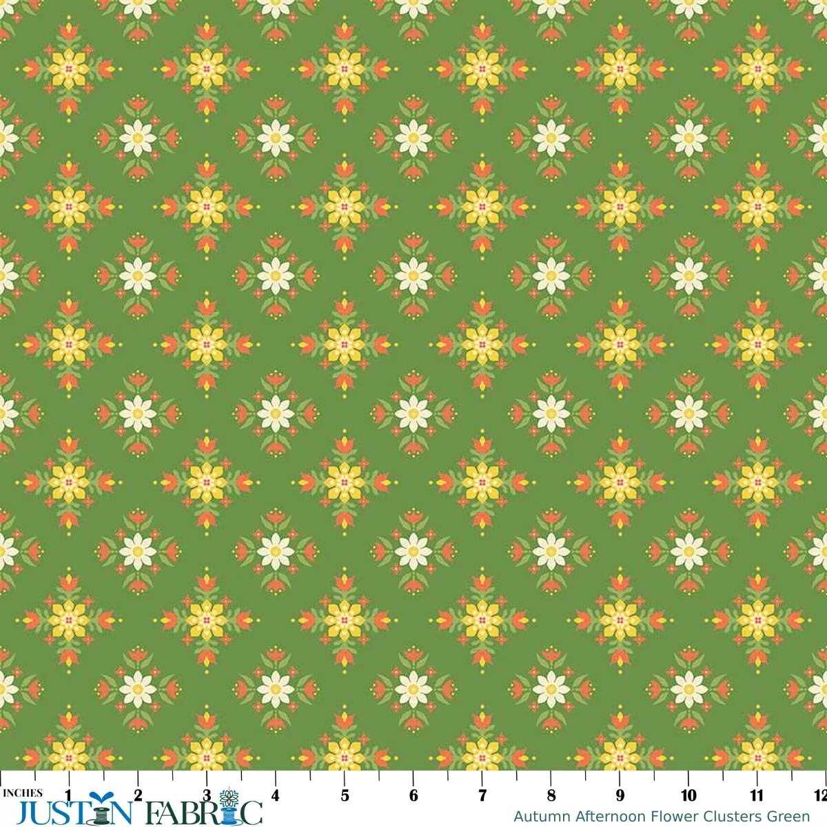 Autumn Afternoon Flower Clusters Green Yardage by Heather Peterson | Riley Blake Designs
