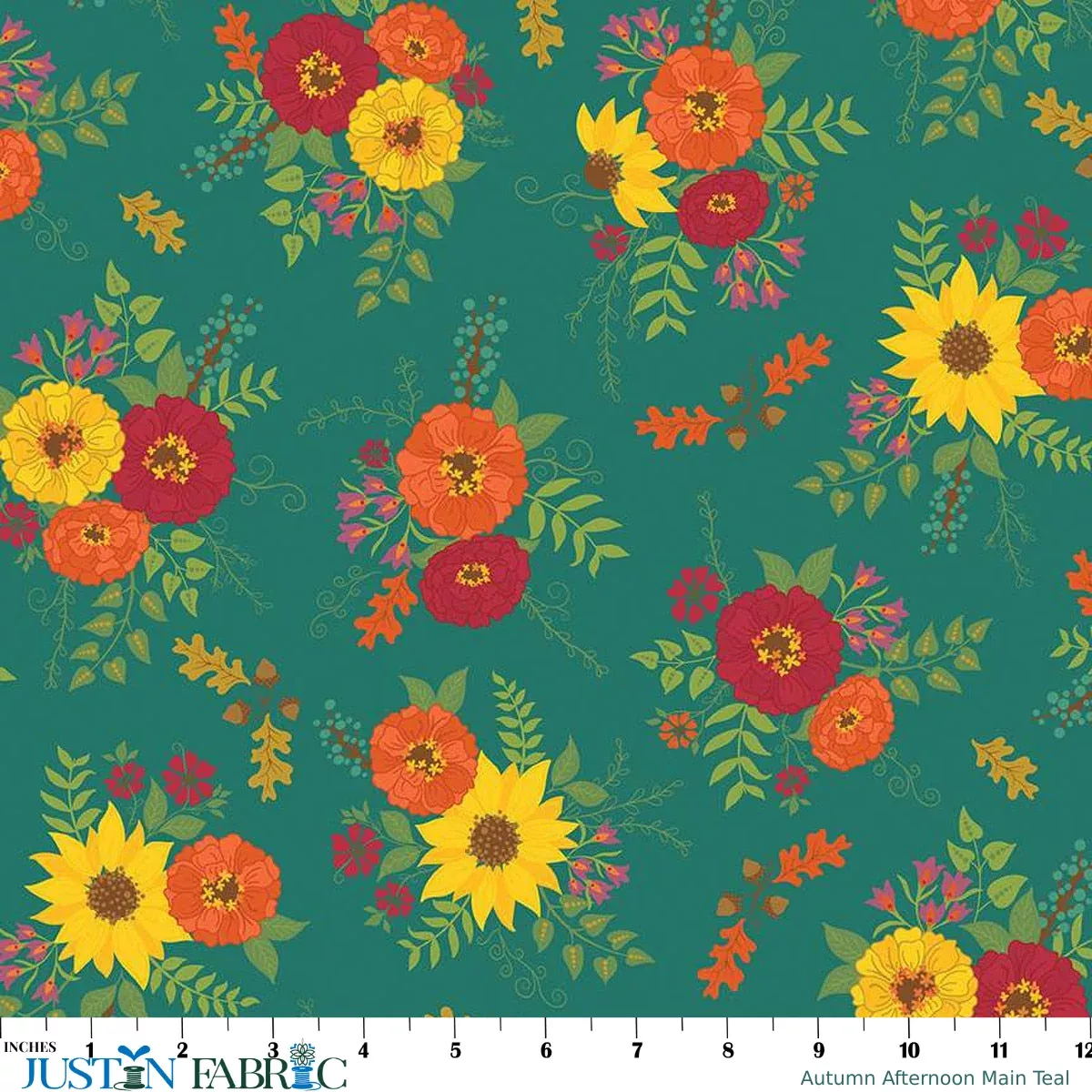 Autumn Afternoon Main Teal Yardage by Heather Peterson | Riley Blake Designs
